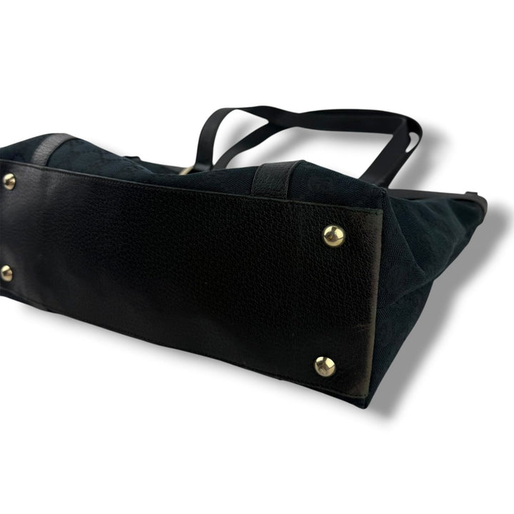 Gucci Abbey GG Black Canvas D-Ring Tote Handbag - Lux Central