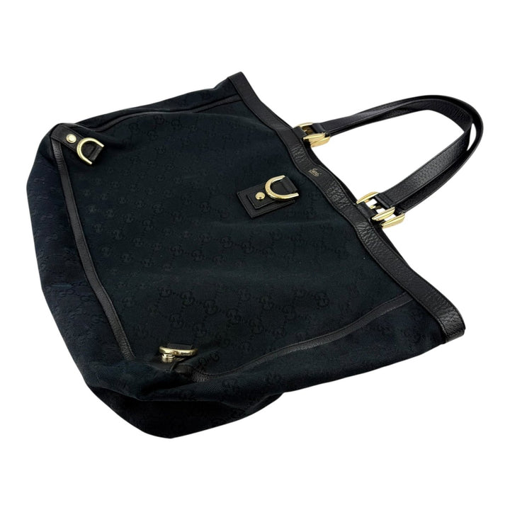 Gucci Abbey GG Black Canvas D - Ring Tote Handbag - Lux Central