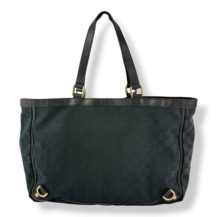 Gucci Abbey GG Black Canvas D - Ring Tote Handbag - Lux Central