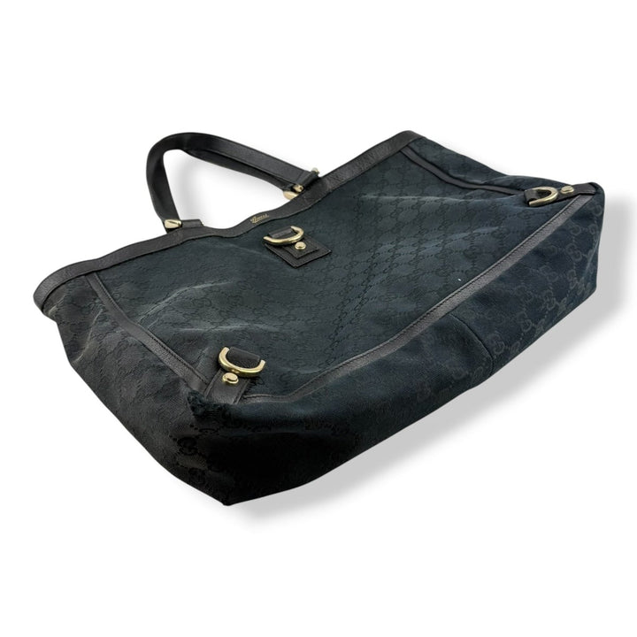 Gucci Abbey GG Black Canvas D - Ring Tote Handbag - Lux Central