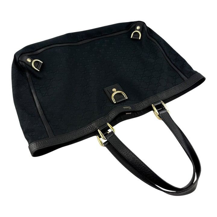 Gucci Abbey GG Black Canvas D - Ring Tote Handbag - Lux Central