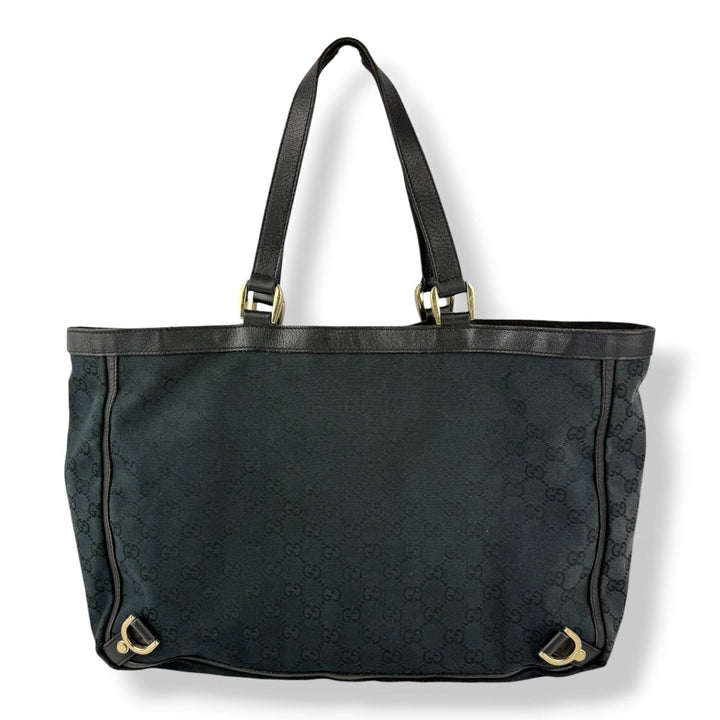 Gucci Abbey GG Black Canvas D-Ring Tote Handbag - Lux Central