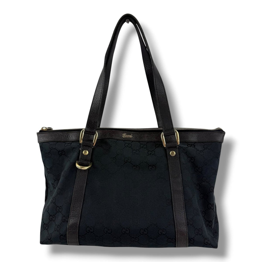 Gucci Abbey GG Black Canvas D-Ring Tote Handbag - Lux Central