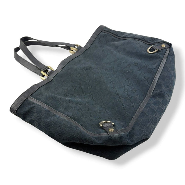 Gucci Abbey GG Black Canvas D-Ring Tote Handbag - Lux Central