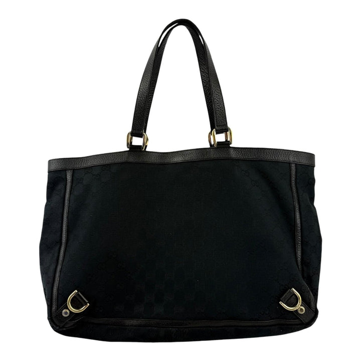 Gucci Abbey GG Black Canvas D - Ring Tote Handbag - Lux Central