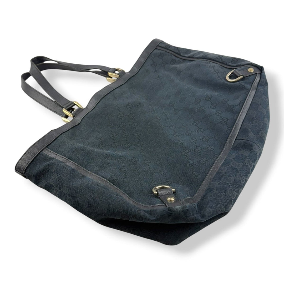 Gucci Abbey GG Black Canvas D - Ring Tote Handbag - Lux Central