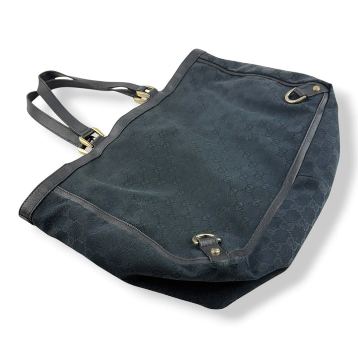 Gucci Abbey GG Black Canvas D - Ring Tote Handbag - Lux Central