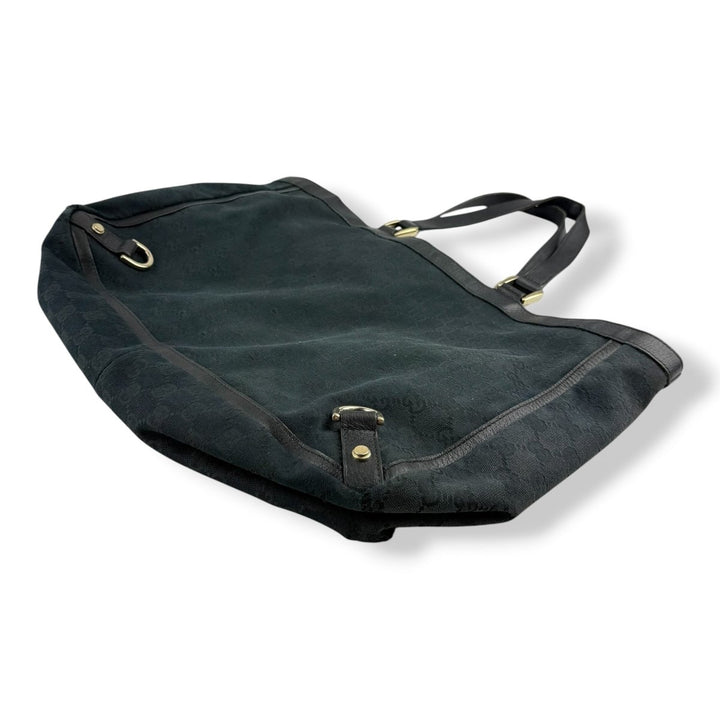 Gucci Abbey GG Black Canvas D - Ring Tote Handbag - Lux Central