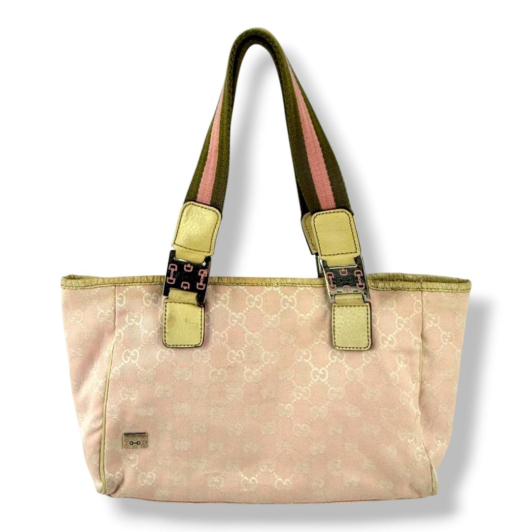 Gucci Abbey GG Pink Canvas Tote Handbag - Lux Central