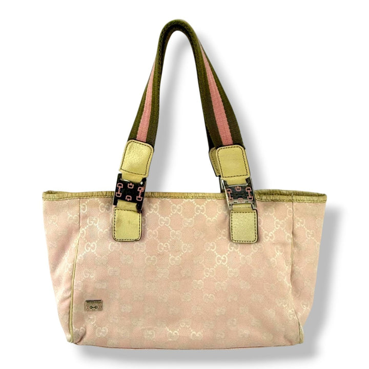 Gucci Abbey GG Pink Canvas Tote Handbag - Lux Central