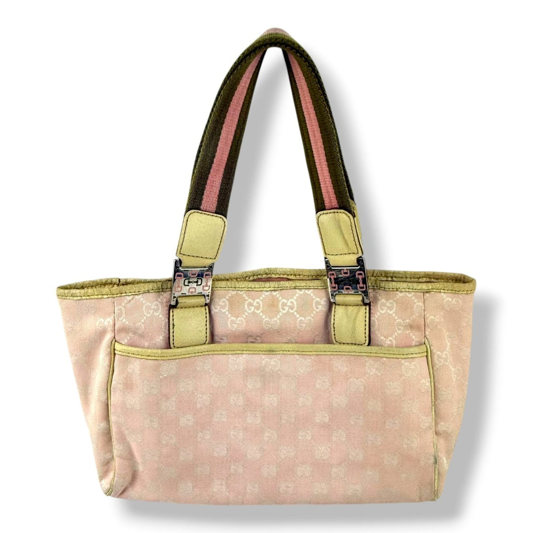 Gucci Abbey GG Pink Canvas Tote Handbag - Lux Central