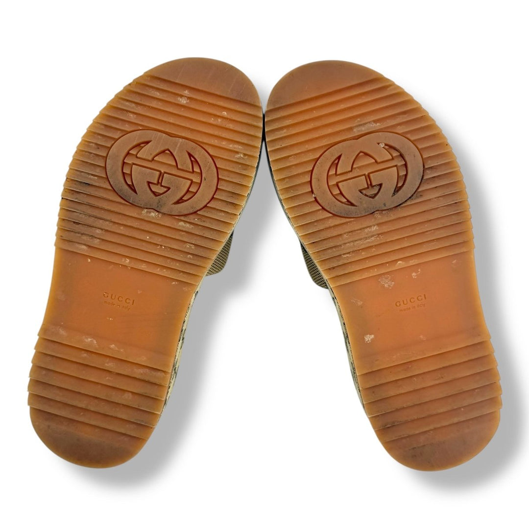 Gucci Angelina Slides Beige GG Supreme Canvas UK 6 / EU 39 - Lux Central