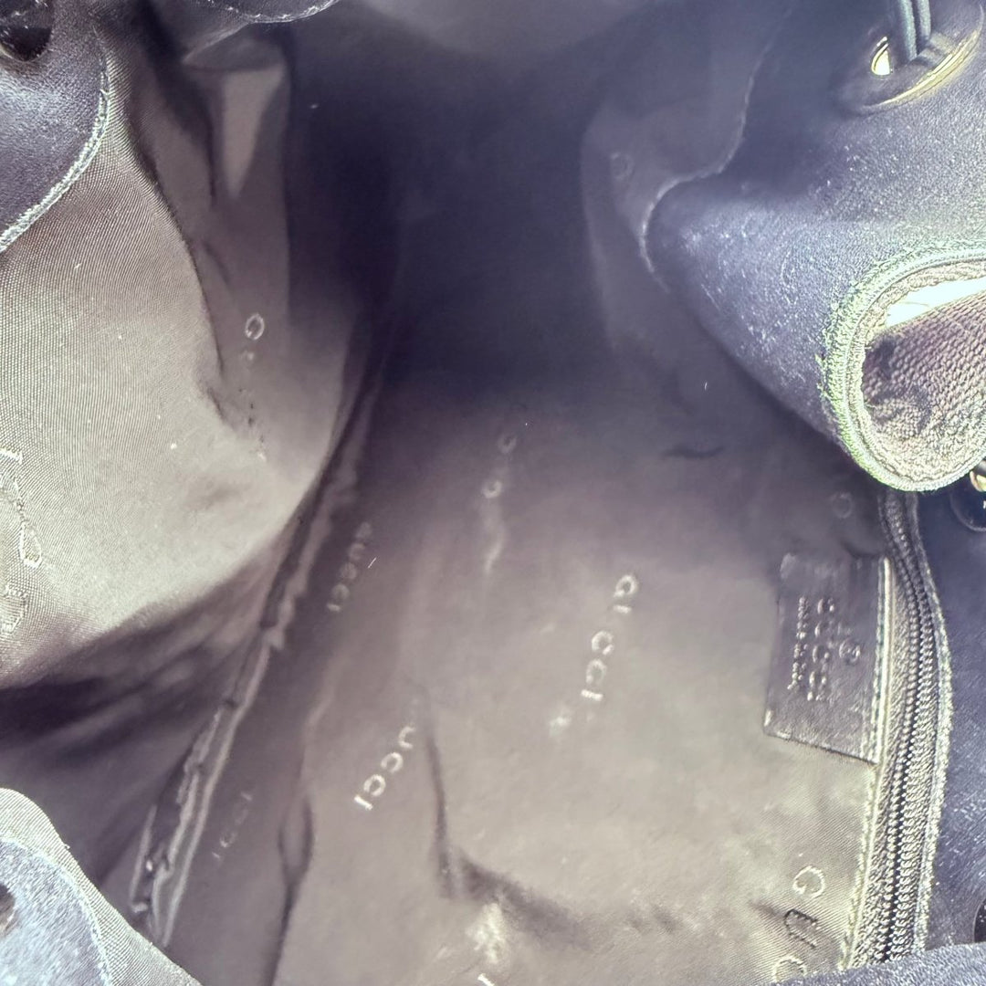 Gucci Bamboo Shoulder Black Monogram GG Handbag - Lux Central