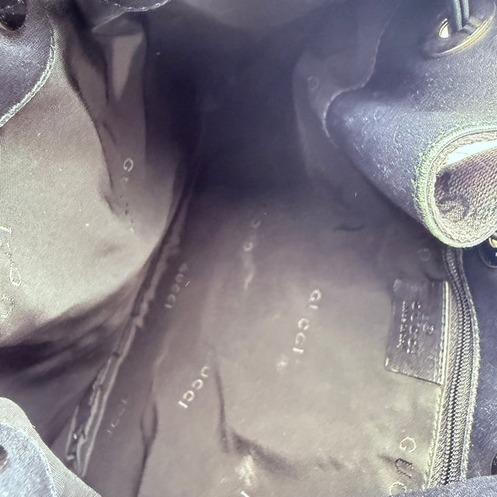 Gucci Bamboo Shoulder Black Monogram GG Handbag - Lux Central