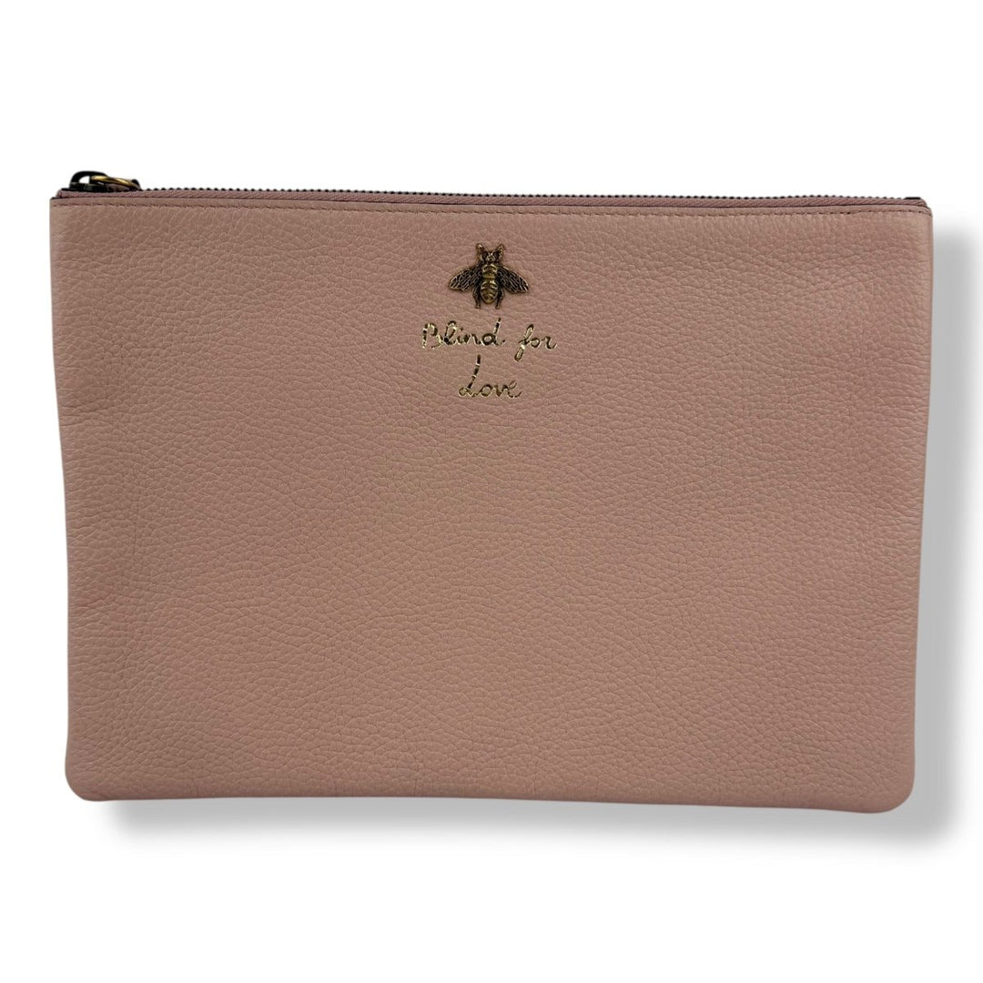 Gucci Bee Pink Leather Clutch Bag - Lux Central