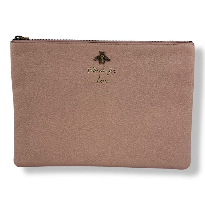 Gucci Bee Pink Leather Clutch Bag - Lux Central