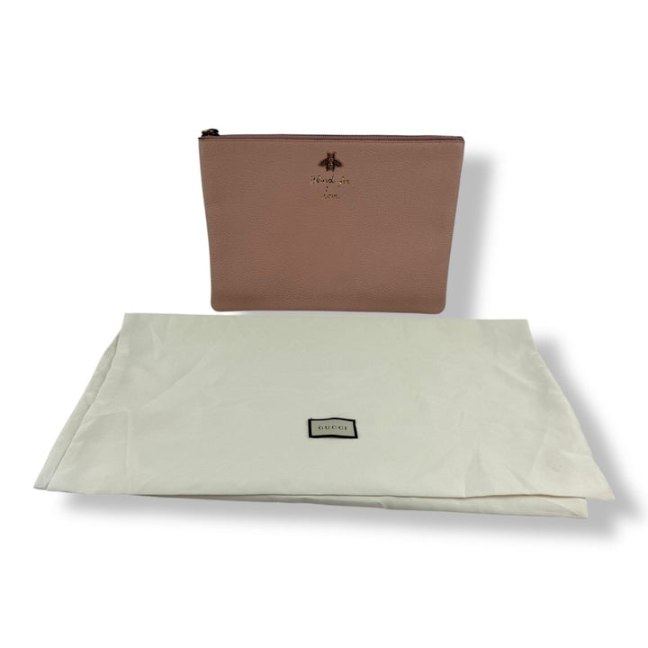 Gucci Bee Pink Leather Clutch Bag - Lux Central