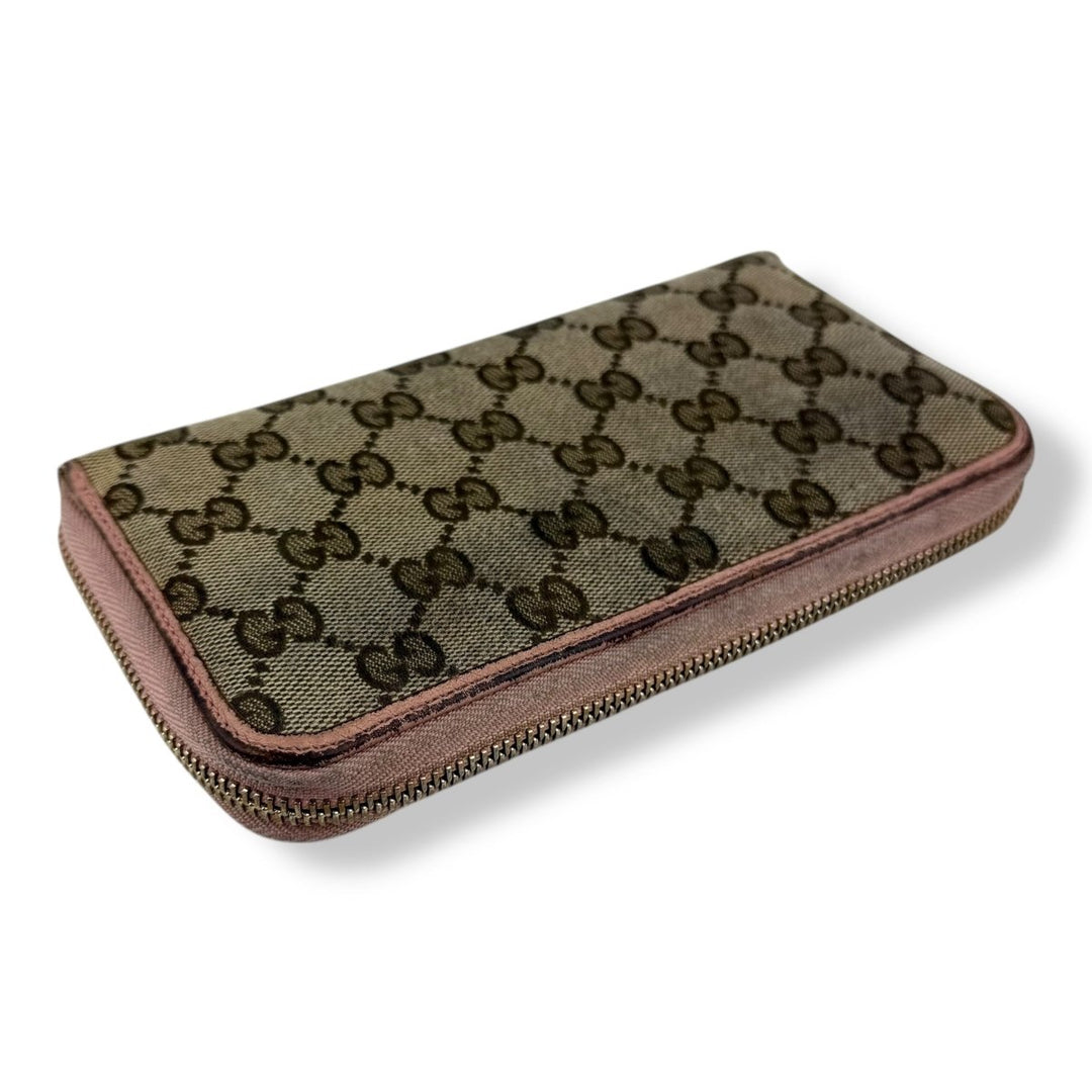 Gucci Beige Canvas Zip Around Wallet - Lux Central