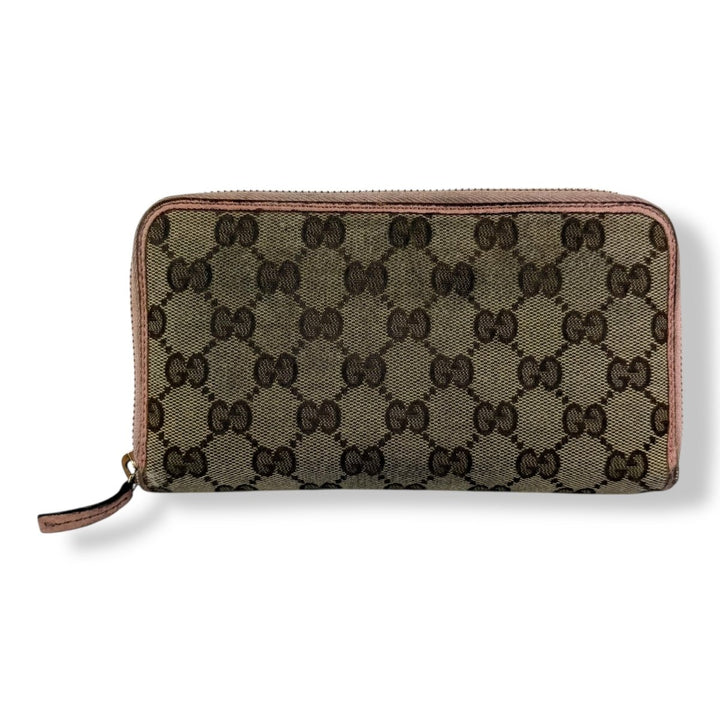 Gucci Beige Canvas Zip Around Wallet - Lux Central