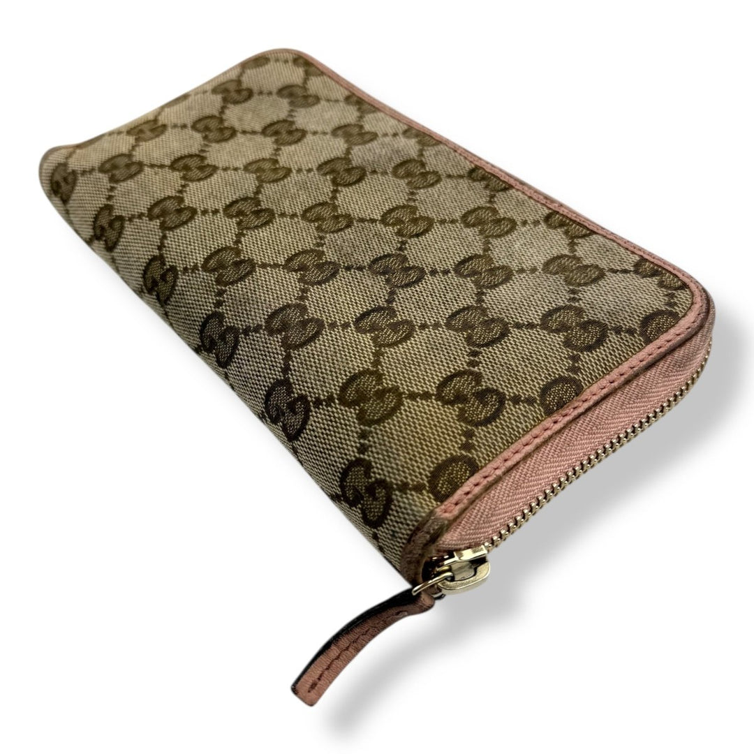 Gucci Beige Canvas Zip Around Wallet - Lux Central