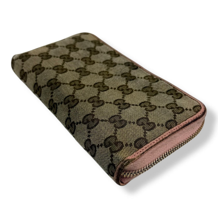 Gucci Beige Canvas Zip Around Wallet - Lux Central
