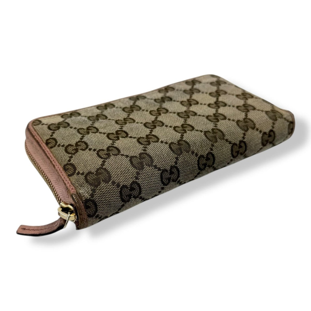 Gucci Beige Canvas Zip Around Wallet - Lux Central
