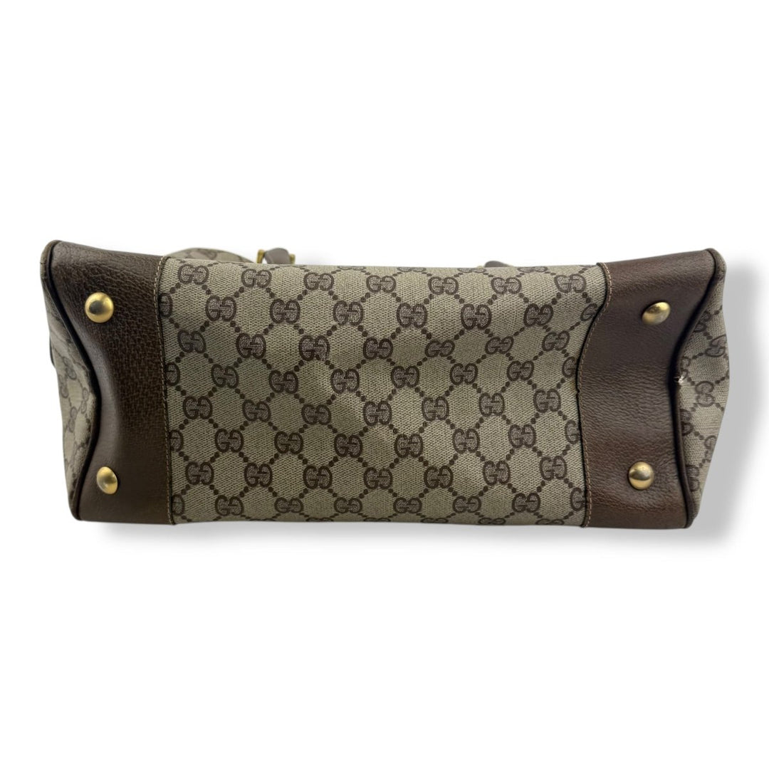 Gucci Beige GG Monogram Boston Canvas Bag - Lux Central