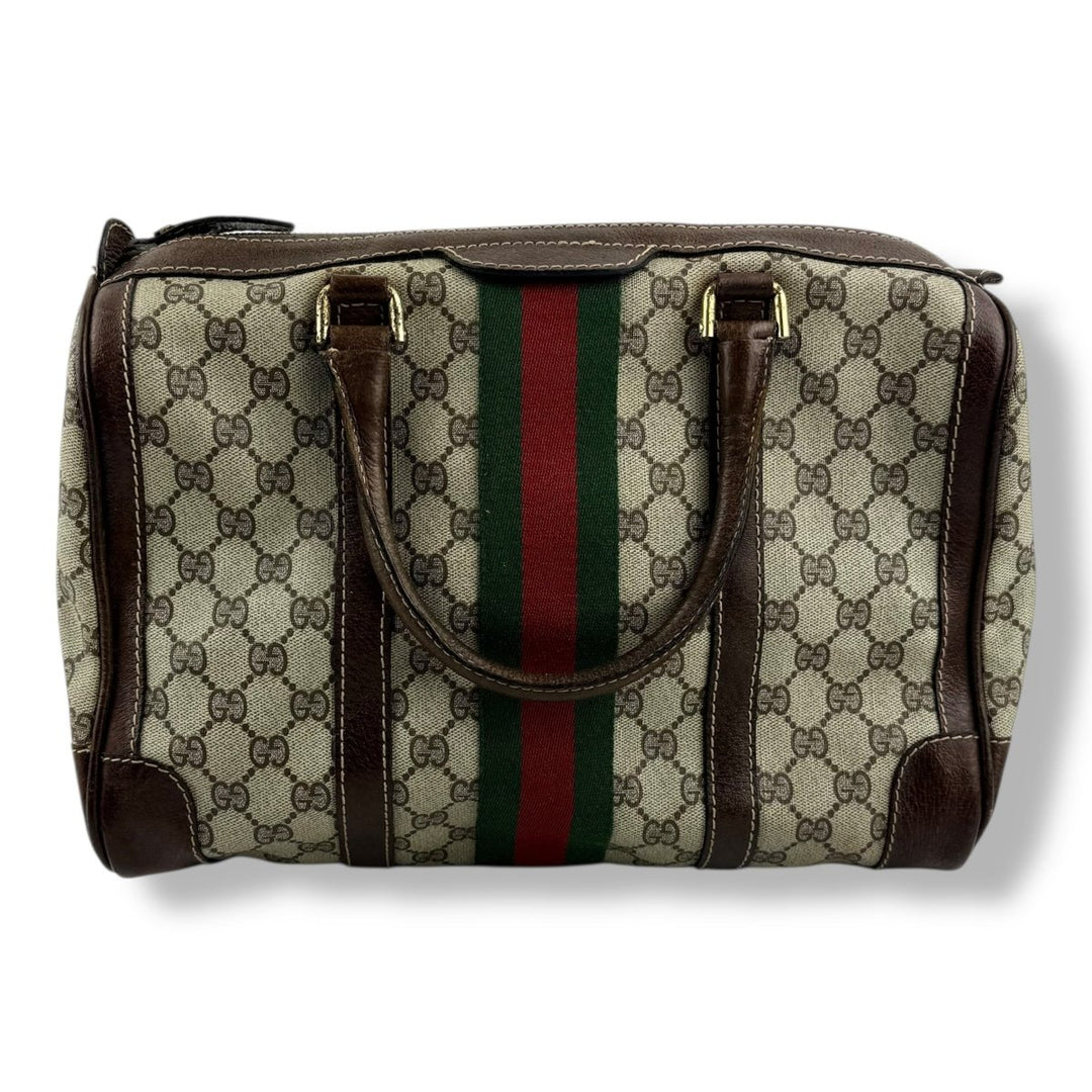 Gucci Beige GG Monogram Boston Canvas Bag - Lux Central