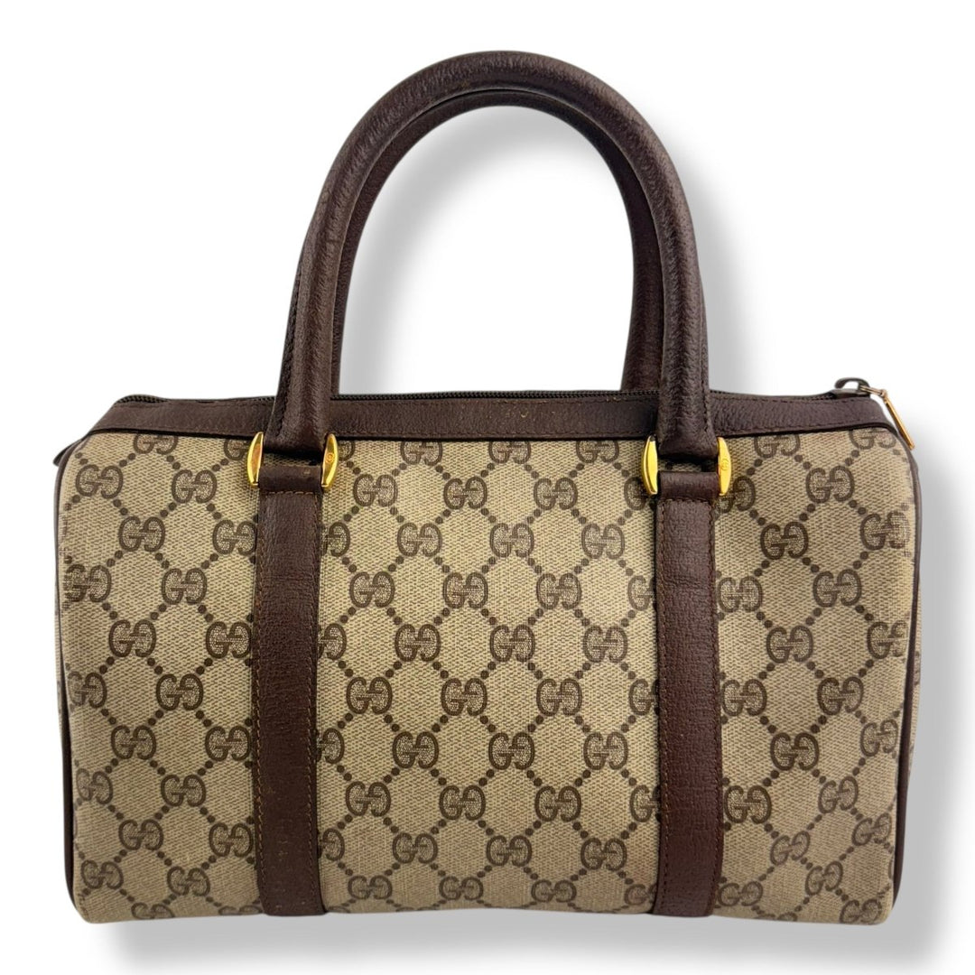 Gucci Beige GG Monogram Boston Canvas Bag - Lux Central