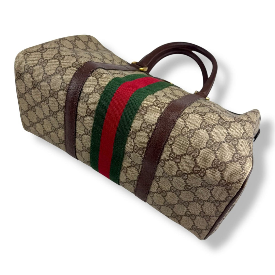 Gucci Beige GG Monogram Boston Canvas Bag - Lux Central