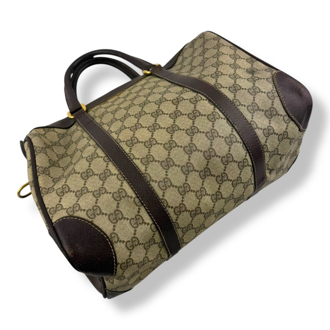 Gucci Beige GG Monogram Boston Canvas Bag - Lux Central