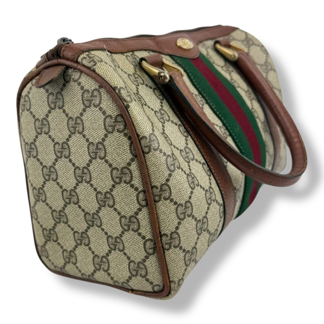 Gucci Beige GG Monogram Boston Canvas Bag - Lux Central