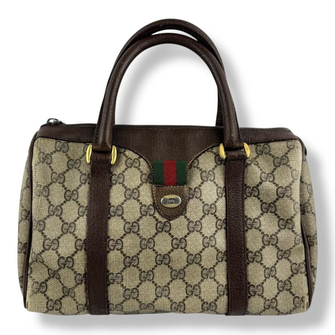 Gucci Beige GG Monogram Boston Canvas Bag - Lux Central