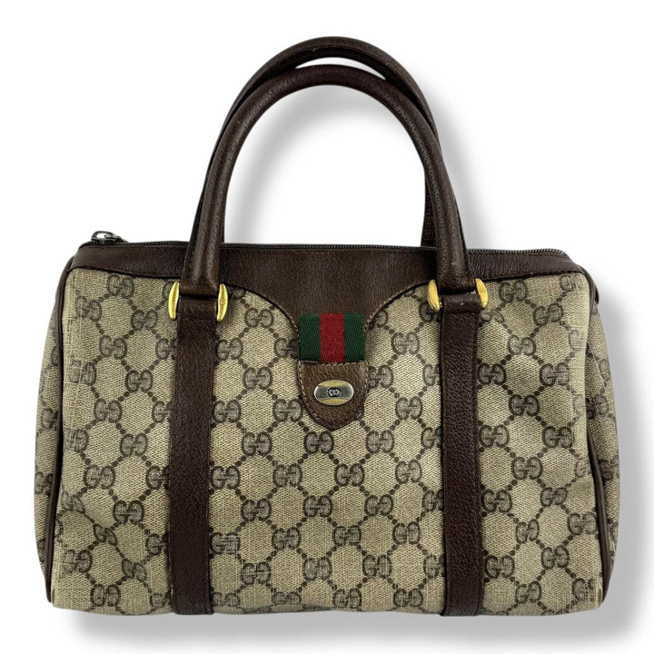 Gucci Beige GG Monogram Boston Canvas Bag - Lux Central