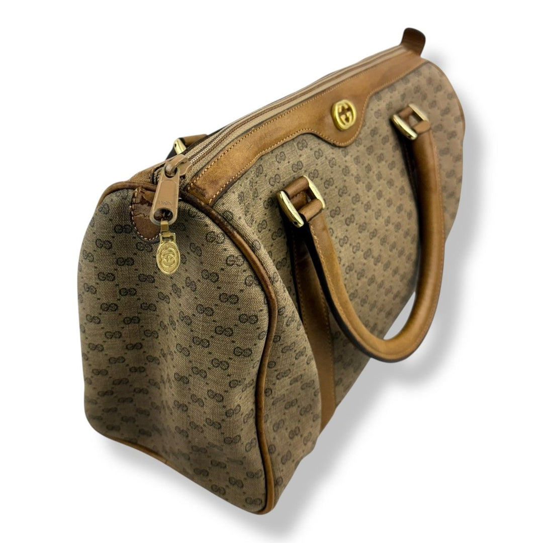 Gucci Beige GG Monogram Boston Canvas Bag - Lux Central