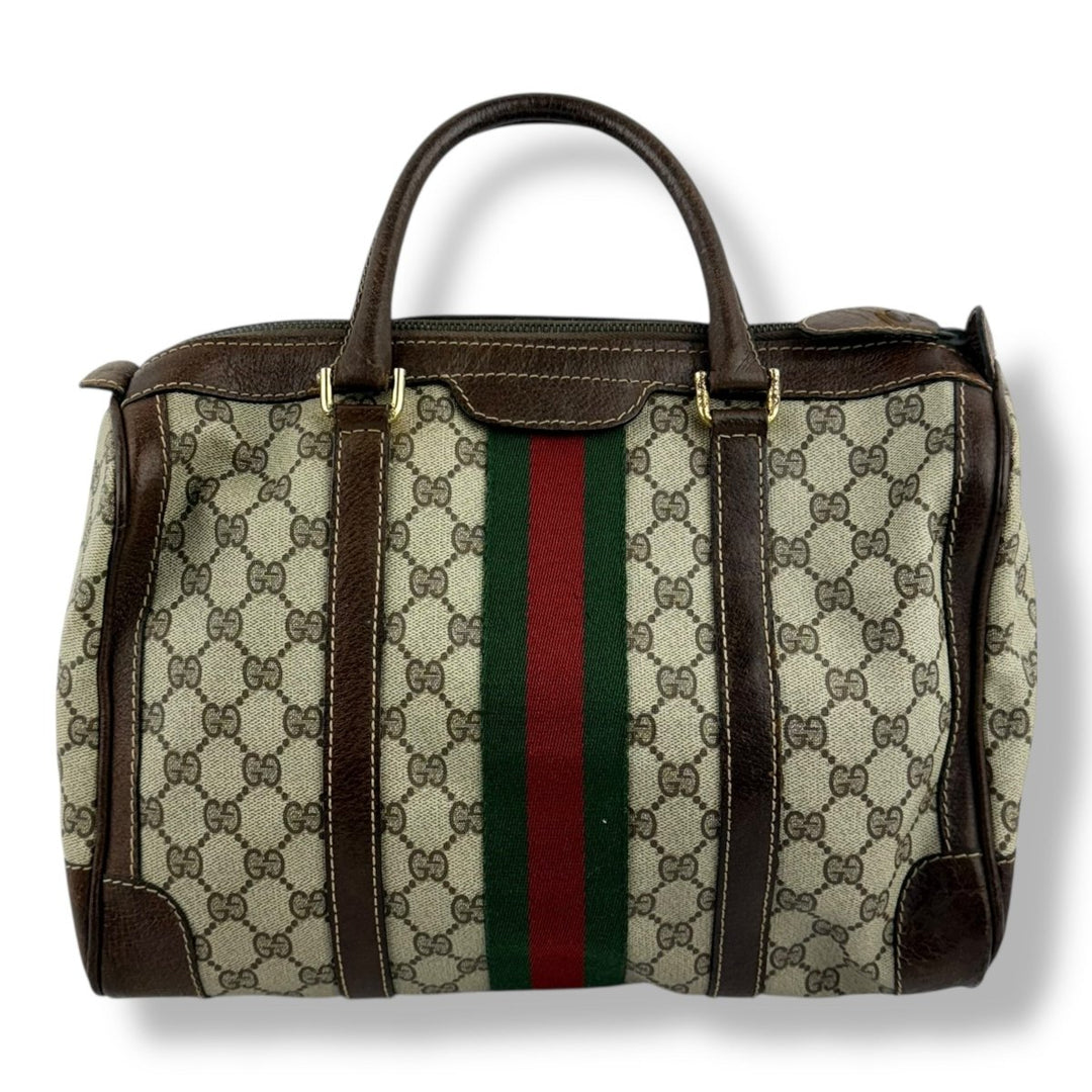 Gucci Beige GG Monogram Boston Canvas Bag - Lux Central