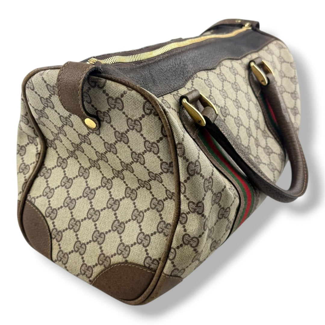 Gucci Beige GG Monogram Boston Canvas Bag - Lux Central
