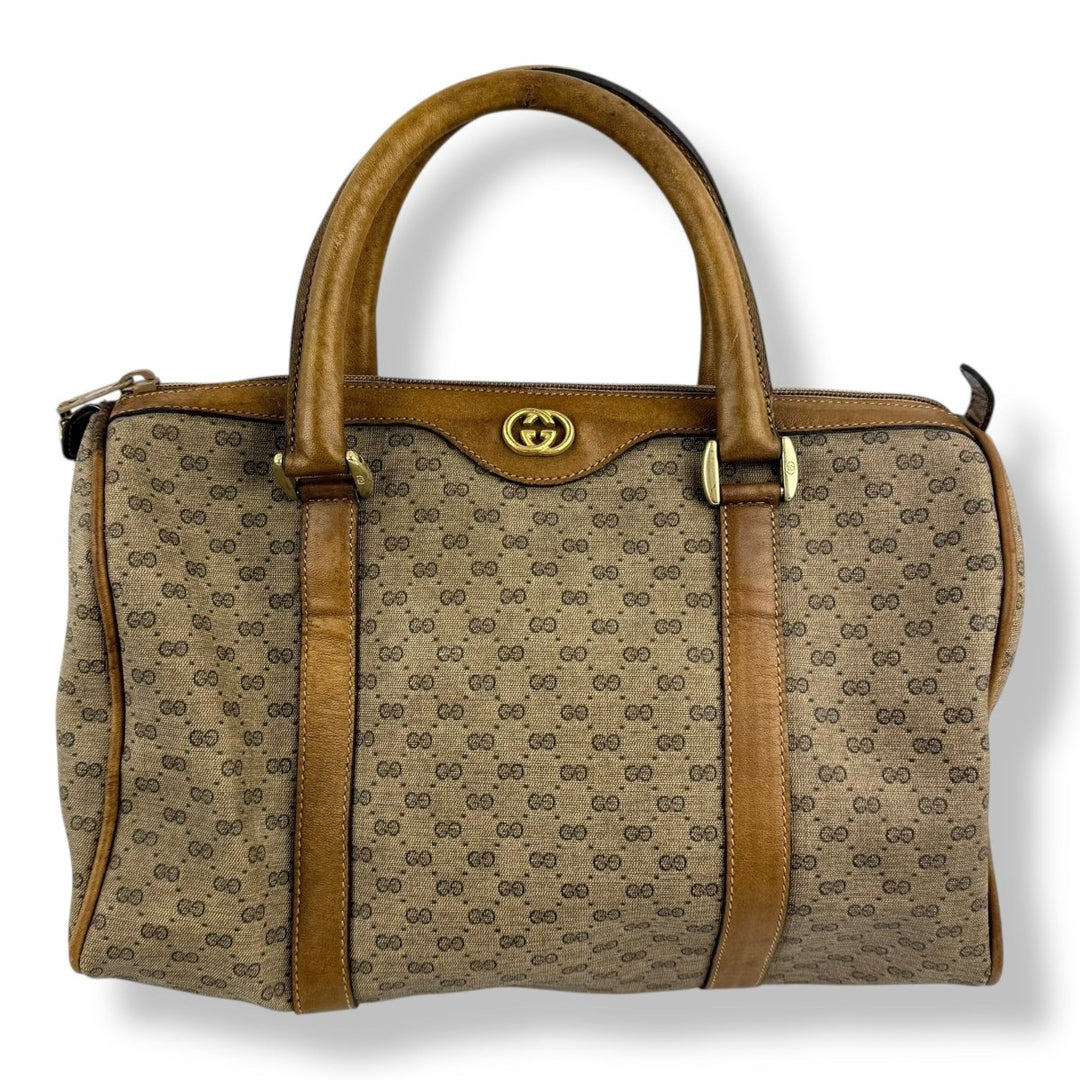 Gucci Beige GG Monogram Boston Canvas Bag - Lux Central