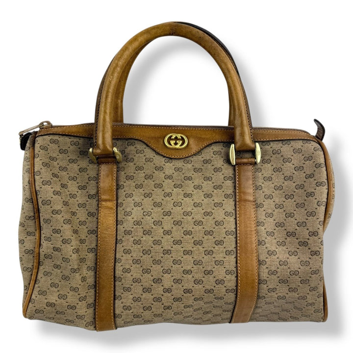 Gucci Beige GG Monogram Boston Canvas Bag - Lux Central