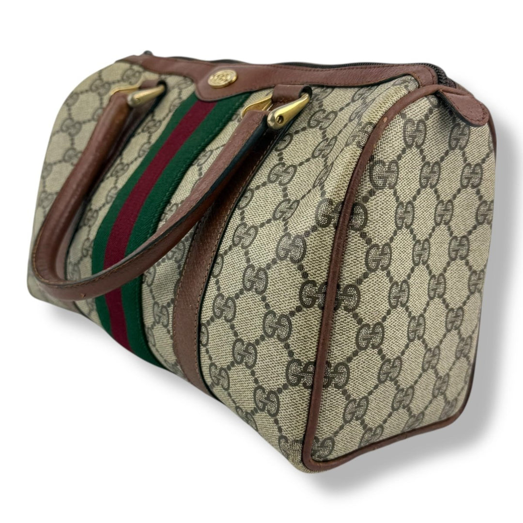 Gucci Beige GG Monogram Boston Canvas Bag - Lux Central