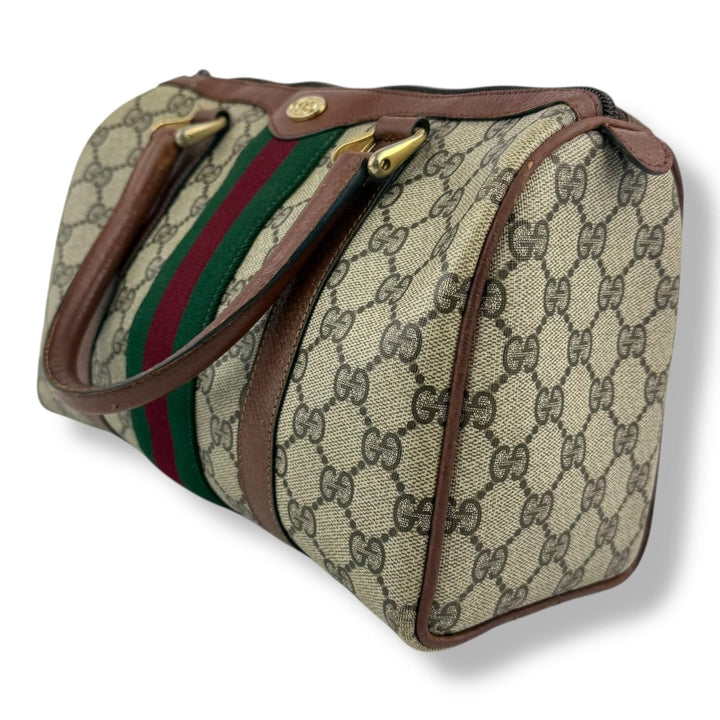 Gucci Beige GG Monogram Boston Canvas Bag - Lux Central
