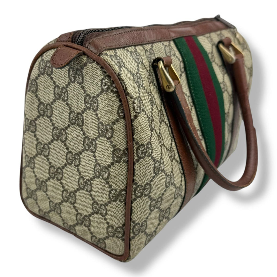 Gucci Beige GG Monogram Boston Canvas Bag - Lux Central