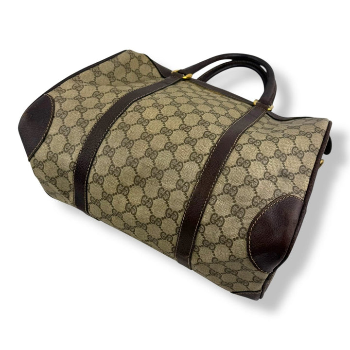 Gucci Beige GG Monogram Boston Canvas Bag - Lux Central