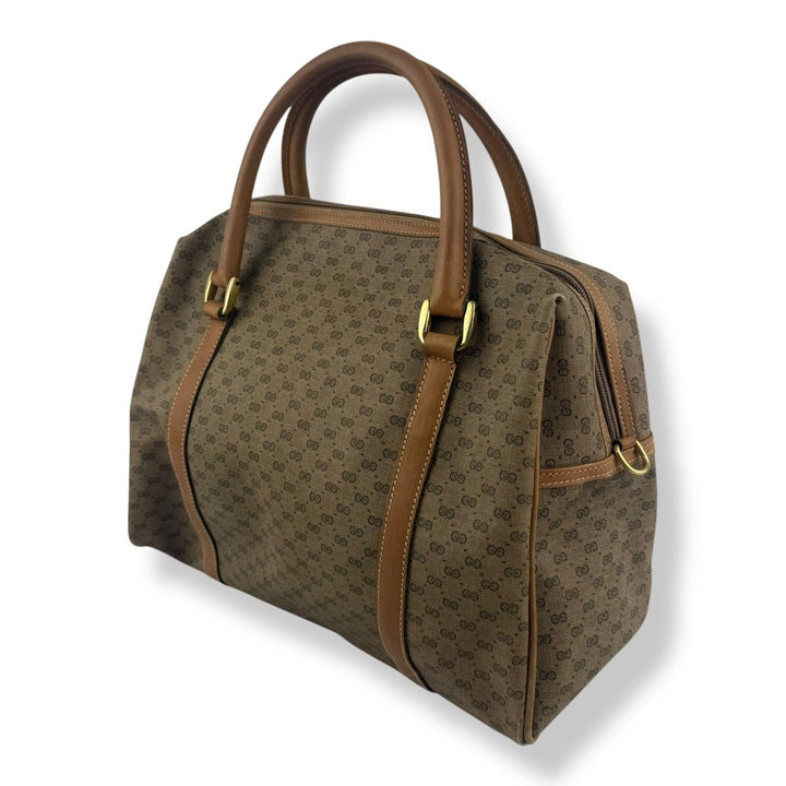 Gucci Beige GG Monogram Boston Canvas Bag - Lux Central
