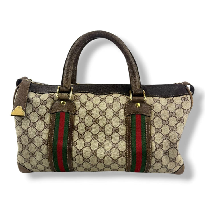 Gucci Beige GG Monogram Boston Canvas Bag - Lux Central