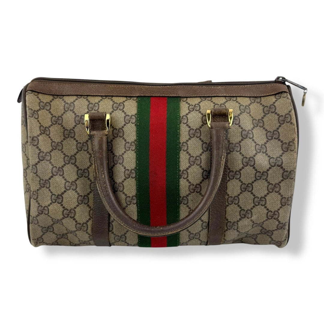 Gucci Beige GG Monogram Boston Canvas Bag - Lux Central