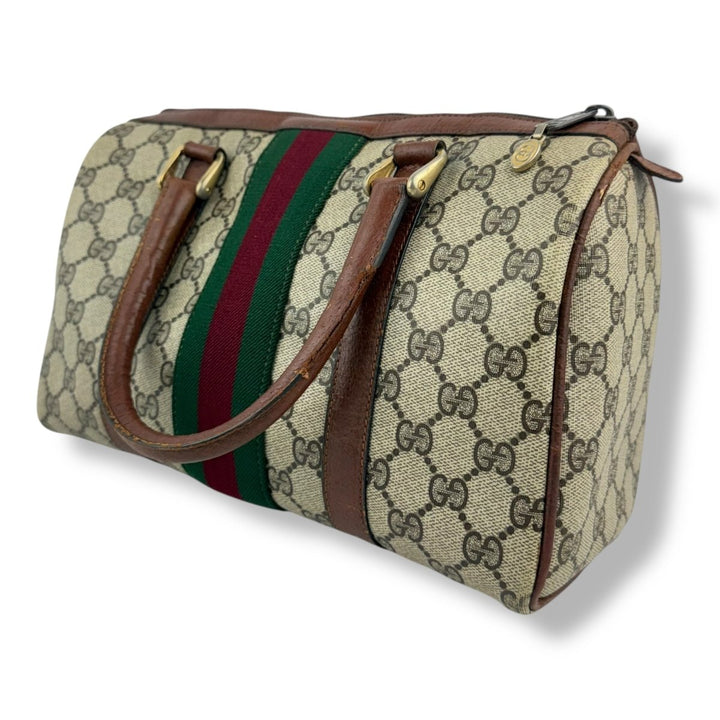 Gucci Beige GG Monogram Boston Canvas Bag - Lux Central