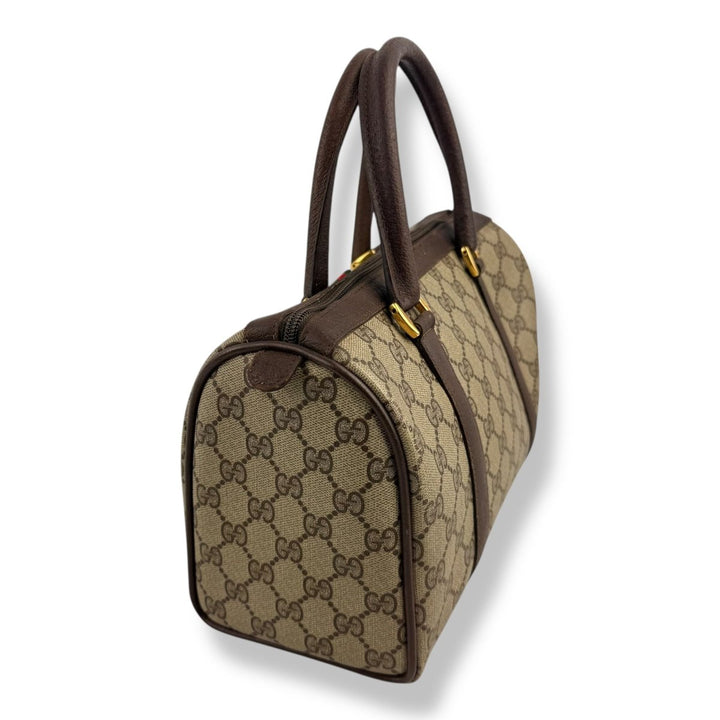 Gucci Beige GG Monogram Boston Canvas Bag - Lux Central