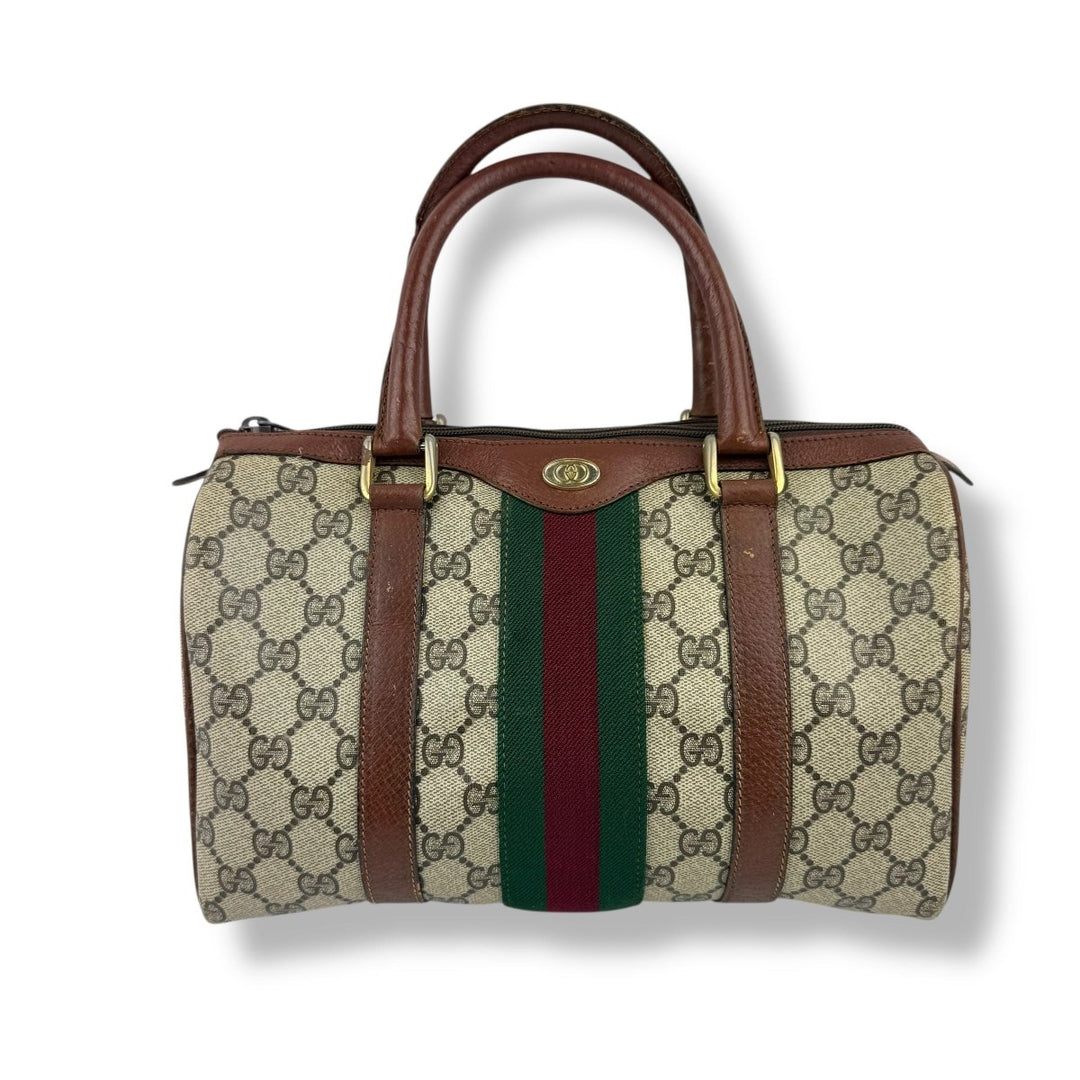 Gucci Beige GG Monogram Boston Canvas Bag - Lux Central