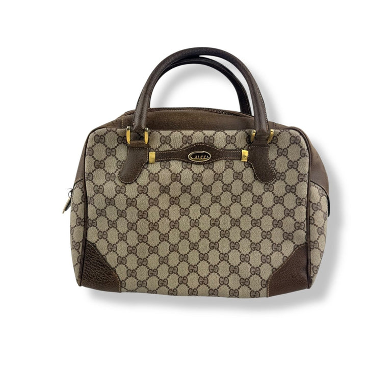 Gucci Beige GG Monogram Boston Canvas Bag - Lux Central